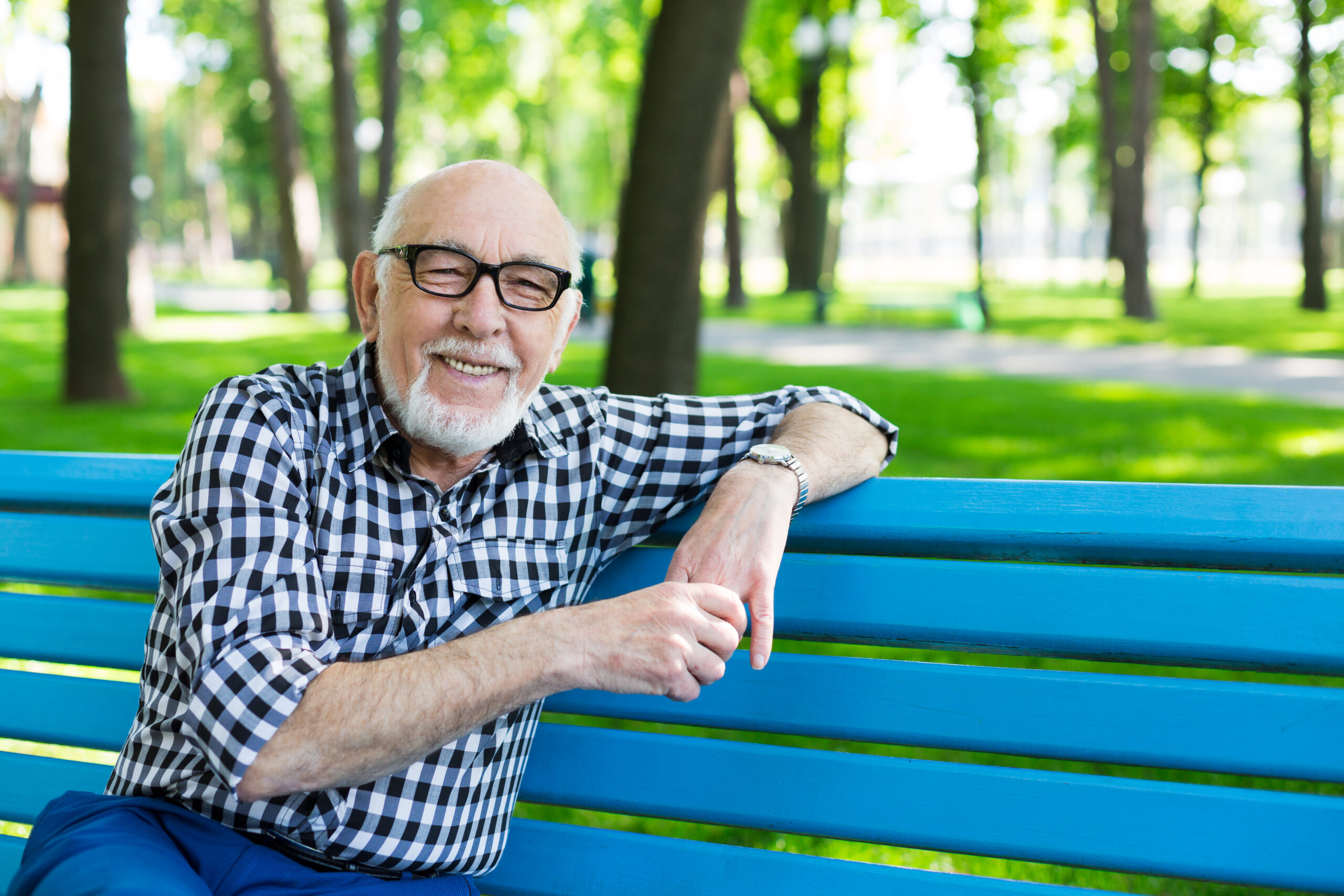 Relaxed senior man outdoors